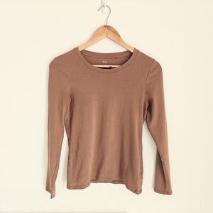 Uniqlo Women's Brown 100% Cotton Long Sleeve Size S
